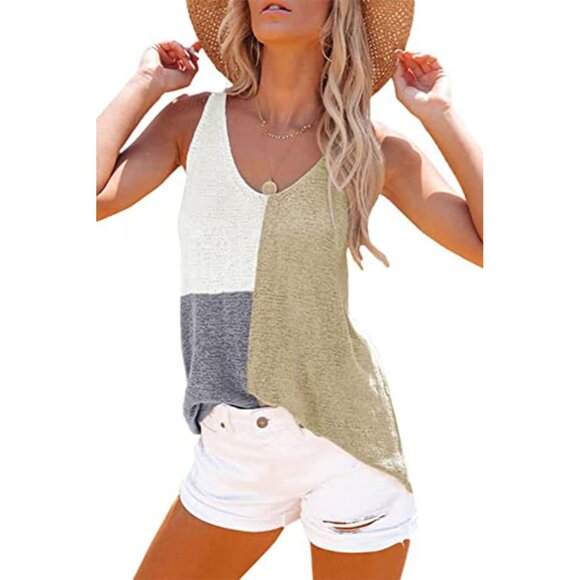🆕 Women White Summer Tank Tops V Neck Cute Knit Sweaters Casual Loose Dressy - Picture 1 of 7